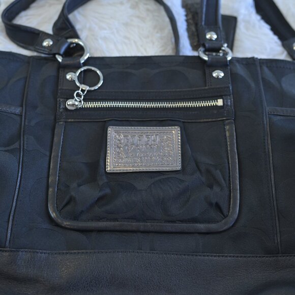 Coach Poppy Signature Book Tote Black Red Lining F0920-14364 - Picture 2 of 8